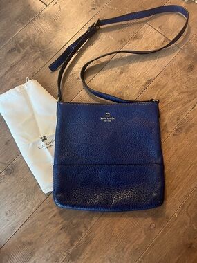kate spade Deep Navy Pebbled Leather striped lining Crossbody Messenger